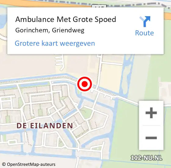 Locatie op kaart van de 112 melding: Ambulance Met Grote Spoed Naar Gorinchem, Griendweg op 13 februari 2018 15:08