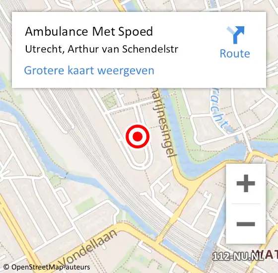 Locatie op kaart van de 112 melding: Ambulance Met Spoed Naar Utrecht, Arthur van Schendelstr op 13 februari 2018 16:44