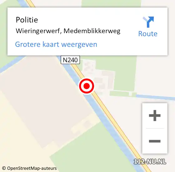 Locatie op kaart van de 112 melding: Politie Wieringerwerf, Medemblikkerweg op 13 februari 2018 17:12