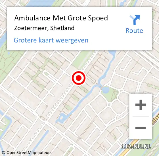 Locatie op kaart van de 112 melding: Ambulance Met Grote Spoed Naar Zoetermeer, Shetland op 13 februari 2018 19:00