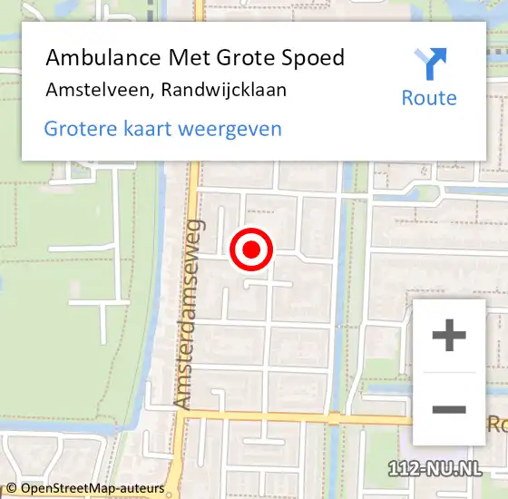 Locatie op kaart van de 112 melding: Ambulance Met Grote Spoed Naar Amstelveen, Randwijcklaan op 13 februari 2018 19:22