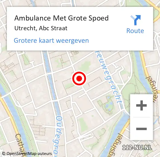Locatie op kaart van de 112 melding: Ambulance Met Grote Spoed Naar Utrecht, Abc Straat op 13 februari 2018 19:25