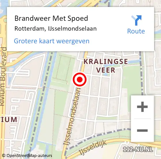 Locatie op kaart van de 112 melding: Brandweer Met Spoed Naar Rotterdam, IJsselmondselaan op 13 februari 2018 20:08