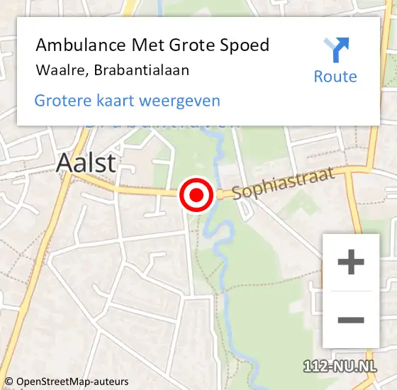 Locatie op kaart van de 112 melding: Ambulance Met Grote Spoed Naar Waalre, Brabantialaan op 14 februari 2018 02:15
