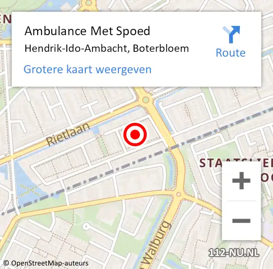 Locatie op kaart van de 112 melding: Ambulance Met Spoed Naar Hendrik-Ido-Ambacht, Boterbloem op 14 februari 2018 02:23