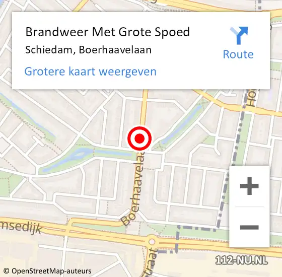 Locatie op kaart van de 112 melding: Brandweer Met Grote Spoed Naar Schiedam, Boerhaavelaan op 14 februari 2018 04:15