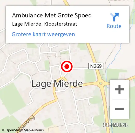 Locatie op kaart van de 112 melding: Ambulance Met Grote Spoed Naar Lage Mierde, Kloosterstraat op 14 februari 2018 07:01