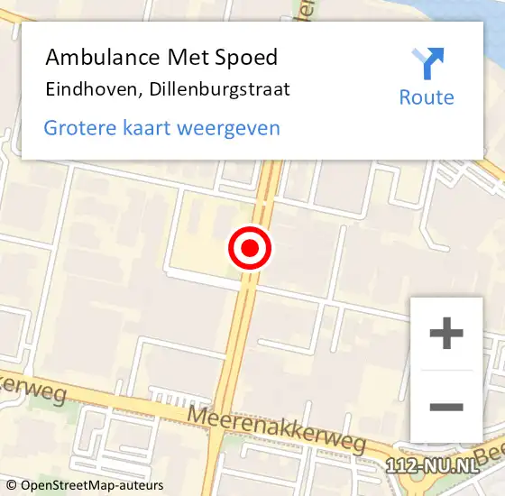 Locatie op kaart van de 112 melding: Ambulance Met Spoed Naar Eindhoven, Dillenburgstraat op 14 februari 2018 08:28