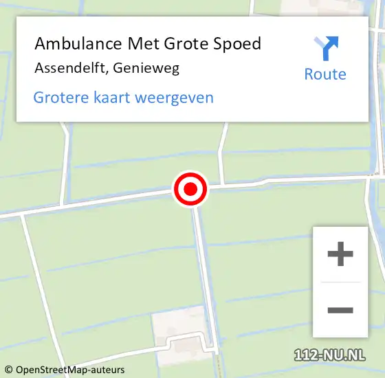 Locatie op kaart van de 112 melding: Ambulance Met Grote Spoed Naar Assendelft, Genieweg op 14 februari 2018 08:42