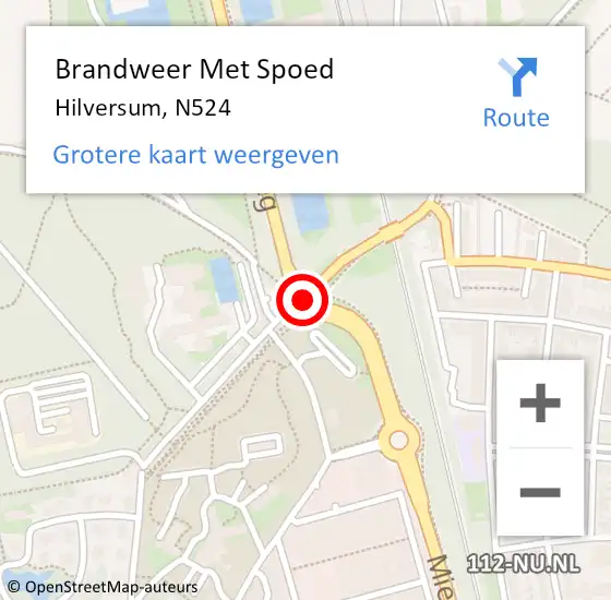 Locatie op kaart van de 112 melding: Brandweer Met Spoed Naar Hilversum, N524 op 14 februari 2018 09:17