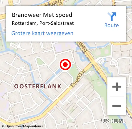 Locatie op kaart van de 112 melding: Brandweer Met Spoed Naar Rotterdam, Port-Saidstraat op 14 februari 2018 15:33
