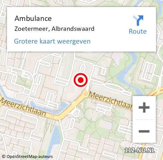 Locatie op kaart van de 112 melding: Ambulance Zoetermeer, Albrandswaard op 14 februari 2018 15:42