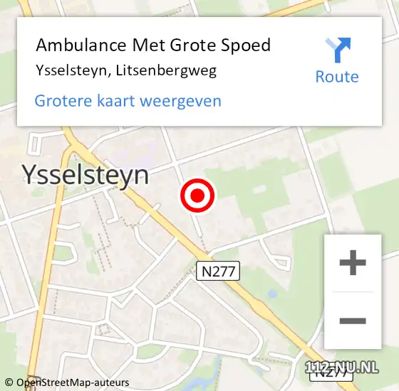 Locatie op kaart van de 112 melding: Ambulance Met Grote Spoed Naar Ysselsteyn, Litsenbergweg op 14 februari 2018 16:31