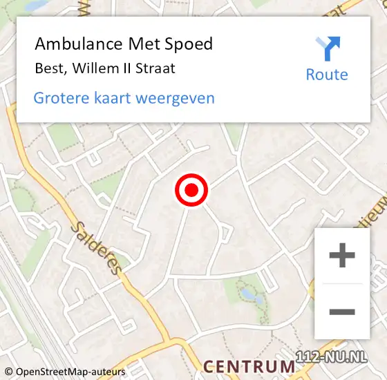 Locatie op kaart van de 112 melding: Ambulance Met Spoed Naar Best, Willem II Straat op 14 februari 2018 19:02