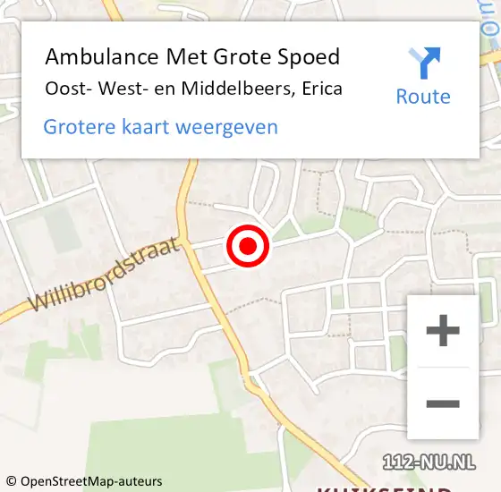 Locatie op kaart van de 112 melding: Ambulance Met Grote Spoed Naar Oost- West- en Middelbeers, Erica op 14 februari 2018 20:17