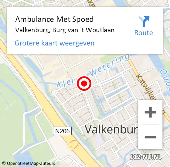 Locatie op kaart van de 112 melding: Ambulance Met Spoed Naar Valkenburg, Burg van 't Woutlaan op 14 februari 2018 22:20