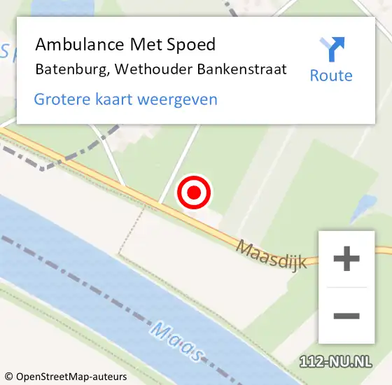 Locatie op kaart van de 112 melding: Ambulance Met Spoed Naar Batenburg, Wethouder Bankenstraat op 14 februari 2018 22:42