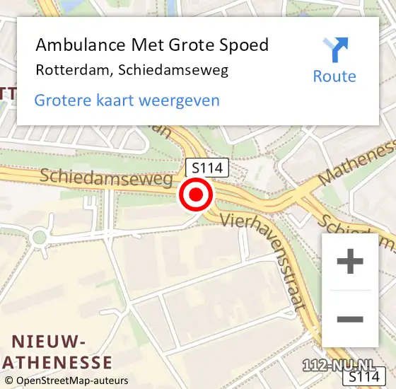 Locatie op kaart van de 112 melding: Ambulance Met Grote Spoed Naar Rotterdam, Schiedamseweg op 14 februari 2018 23:43