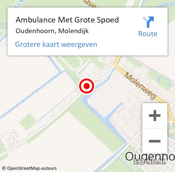 Locatie op kaart van de 112 melding: Ambulance Met Grote Spoed Naar Oudenhoorn, Molendijk op 15 februari 2018 01:36