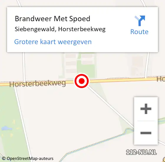 Locatie op kaart van de 112 melding: Brandweer Met Spoed Naar Siebengewald, Horsterbeekweg op 15 februari 2018 05:41