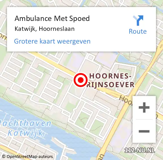 Locatie op kaart van de 112 melding: Ambulance Met Spoed Naar Katwijk, Hoorneslaan op 15 februari 2018 08:14