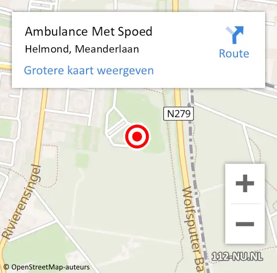 Locatie op kaart van de 112 melding: Ambulance Met Spoed Naar Helmond, Meanderlaan op 15 februari 2018 13:41