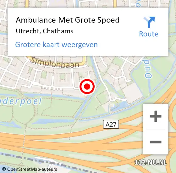 Locatie op kaart van de 112 melding: Ambulance Met Grote Spoed Naar Utrecht, Chathams op 15 februari 2018 16:30