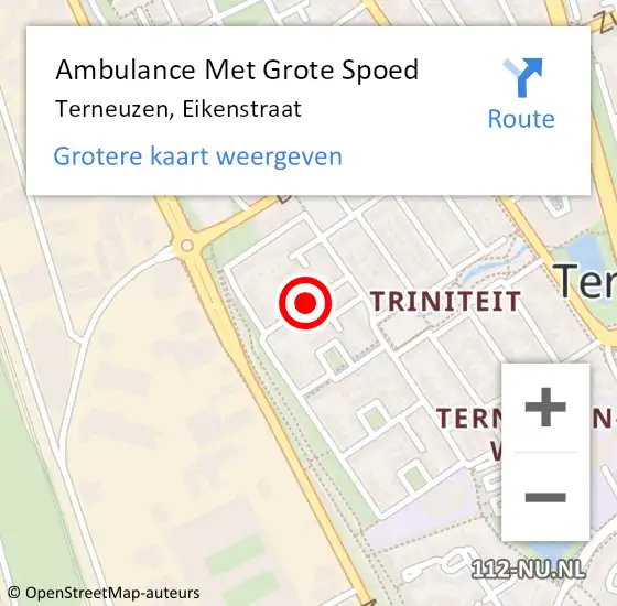 Locatie op kaart van de 112 melding: Ambulance Met Grote Spoed Naar Terneuzen, Eikenstraat op 15 februari 2018 19:40