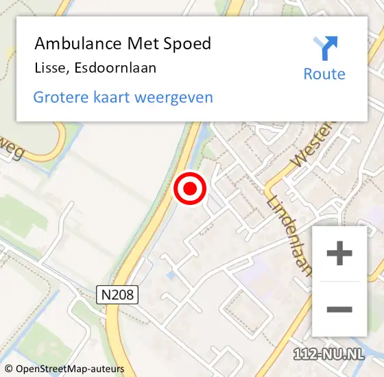 Locatie op kaart van de 112 melding: Ambulance Met Spoed Naar Lisse, Esdoornlaan op 15 februari 2018 21:06