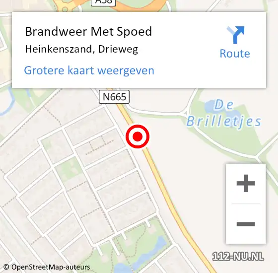 Locatie op kaart van de 112 melding: Brandweer Met Spoed Naar Heinkenszand, Drieweg op 15 februari 2018 22:22