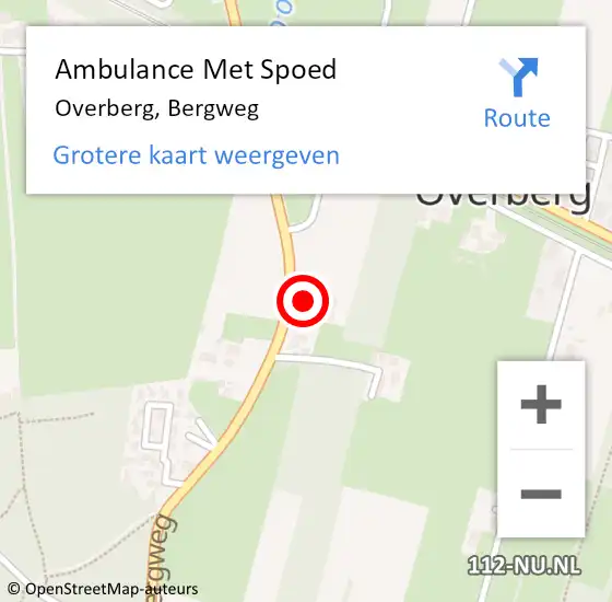 Locatie op kaart van de 112 melding: Ambulance Met Spoed Naar Overberg, Bergweg op 15 februari 2018 23:54