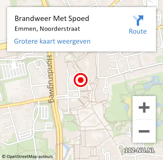 Locatie op kaart van de 112 melding: Brandweer Met Spoed Naar Emmen, Noorderstraat op 16 februari 2018 00:59