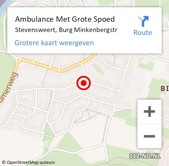 Locatie op kaart van de 112 melding: Ambulance Met Grote Spoed Naar Stevensweert, Burg Minkenbergstr op 16 februari 2018 06:14