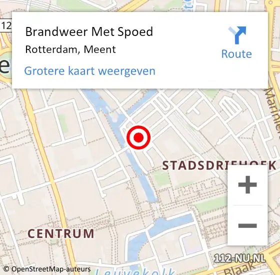 Locatie op kaart van de 112 melding: Brandweer Met Spoed Naar Rotterdam, Meent op 16 februari 2018 08:22