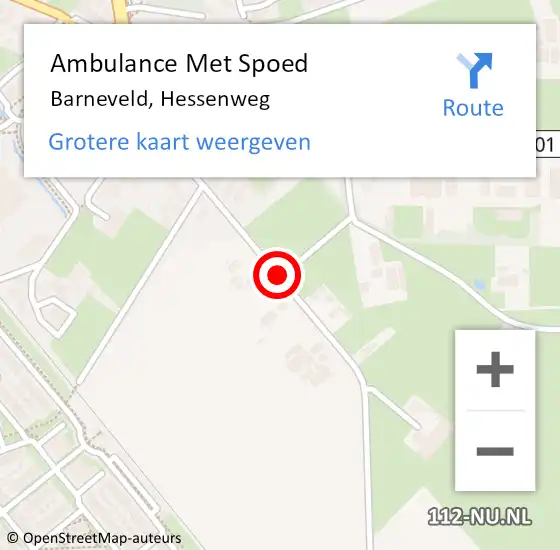 Locatie op kaart van de 112 melding: Ambulance Met Spoed Naar Barneveld, Hessenweg op 16 februari 2018 09:23