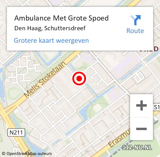 Locatie op kaart van de 112 melding: Ambulance Met Grote Spoed Naar Den Haag, Schuttersdreef op 16 februari 2018 13:10