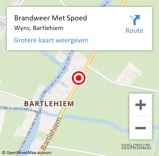 Locatie op kaart van de 112 melding: Brandweer Met Spoed Naar Wyns, Bartlehiem op 16 februari 2018 13:53