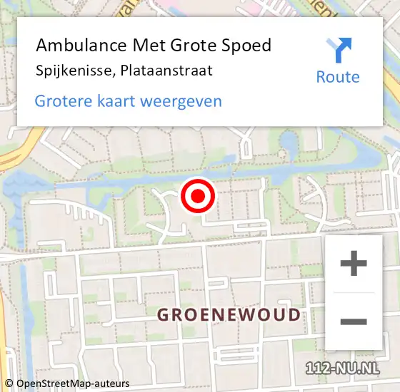 Locatie op kaart van de 112 melding: Ambulance Met Grote Spoed Naar Spijkenisse, Plataanstraat op 16 februari 2018 15:17