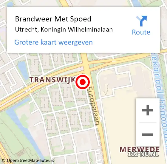 Locatie op kaart van de 112 melding: Brandweer Met Spoed Naar Utrecht, Koningin Wilhelminalaan op 16 februari 2018 19:52
