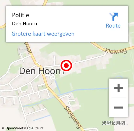Locatie op kaart van de 112 melding: Politie Den Hoorn op 16 februari 2018 20:30