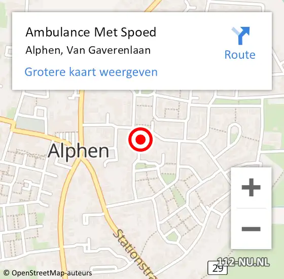 Locatie op kaart van de 112 melding: Ambulance Met Spoed Naar Alphen, Van Gaverenlaan op 17 februari 2018 03:26