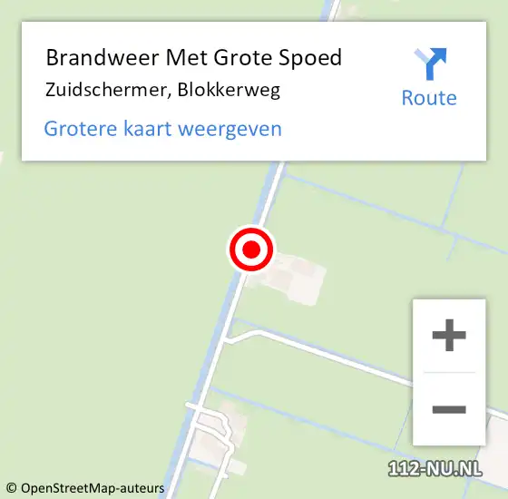 Locatie op kaart van de 112 melding: Brandweer Met Grote Spoed Naar Zuidschermer, Blokkerweg op 17 februari 2018 09:30