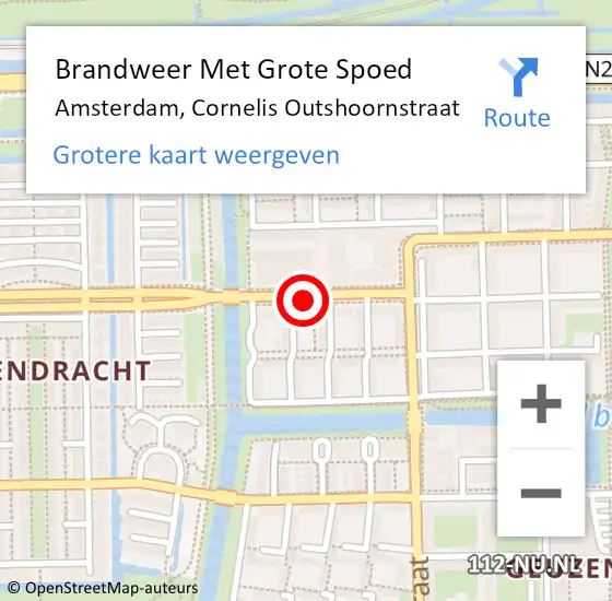 Locatie op kaart van de 112 melding: Brandweer Met Grote Spoed Naar Amsterdam, Cornelis Outshoornstraat op 17 februari 2018 09:38