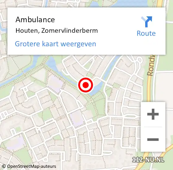 Locatie op kaart van de 112 melding: Ambulance Houten, Zomervlinderberm op 17 februari 2018 09:39