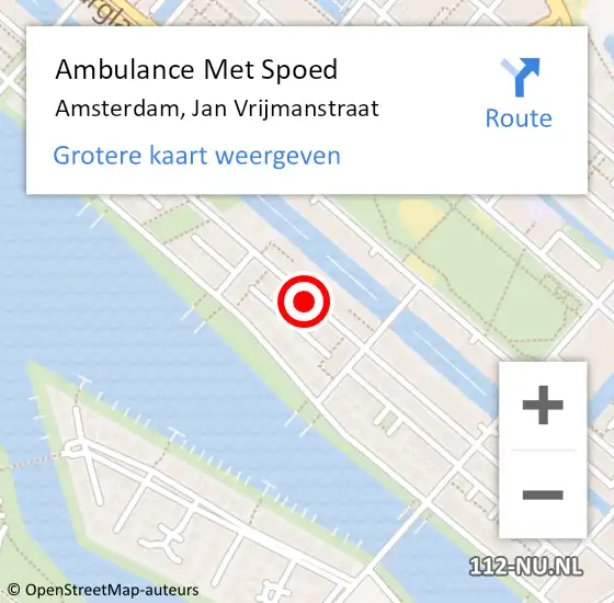 Locatie op kaart van de 112 melding: Ambulance Met Spoed Naar Amsterdam, Jan Vrijmanstraat op 17 februari 2018 09:52