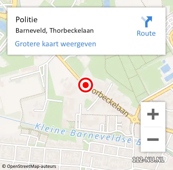 Locatie op kaart van de 112 melding: Politie Barneveld, Thorbeckelaan op 17 februari 2018 12:09