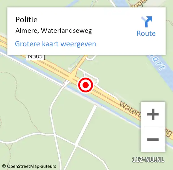Locatie op kaart van de 112 melding: Politie Almere, Waterlandseweg op 17 februari 2018 12:14