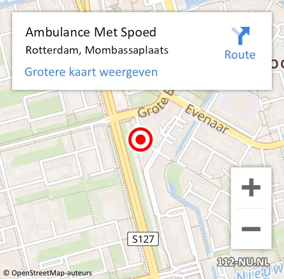 Locatie op kaart van de 112 melding: Ambulance Met Spoed Naar Rotterdam, Mombassaplaats op 17 februari 2018 12:19