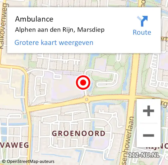 Locatie op kaart van de 112 melding: Ambulance Alphen aan den Rijn, Marsdiep op 17 februari 2018 12:42