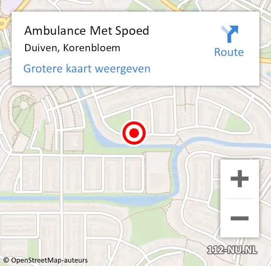 Locatie op kaart van de 112 melding: Ambulance Met Spoed Naar Duiven, Korenbloem op 17 februari 2018 12:45